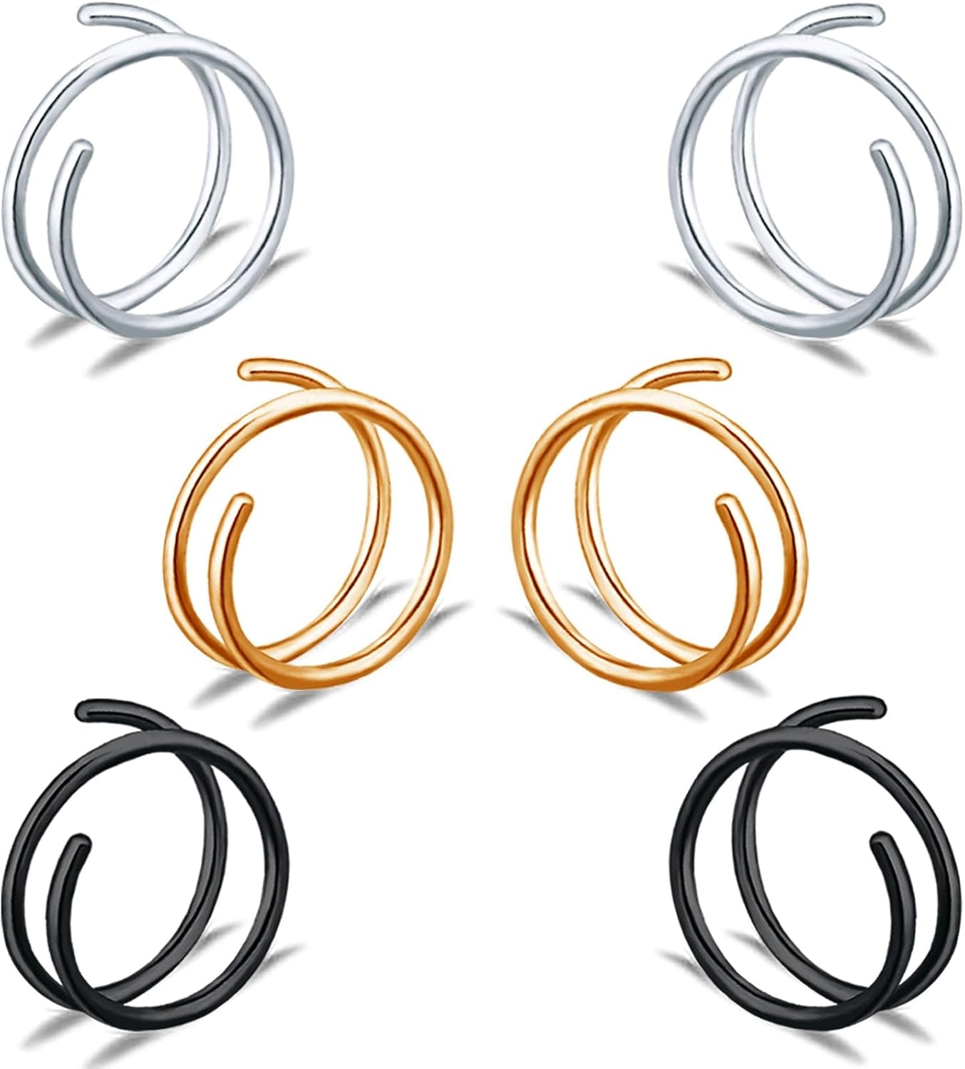 Spiral Nose Ring - 20G & 18G Double Hoop, Single Piercing, Right & Left, Surgical Steel