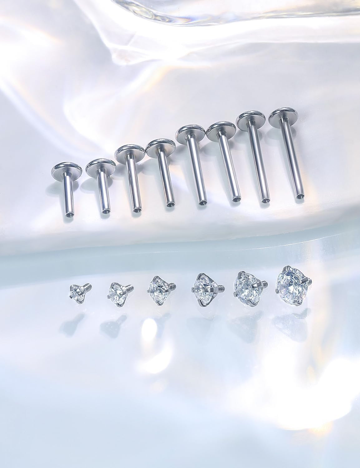 Medusa Piercing Jewelry Stainless Steel Labret Jewelry Monroe Lip Piercings Rings Different Size Tragus Nail Conch Cartilage Helix Earring Stud Bar Length 6Mm 8Mm 10Mm 12Mm