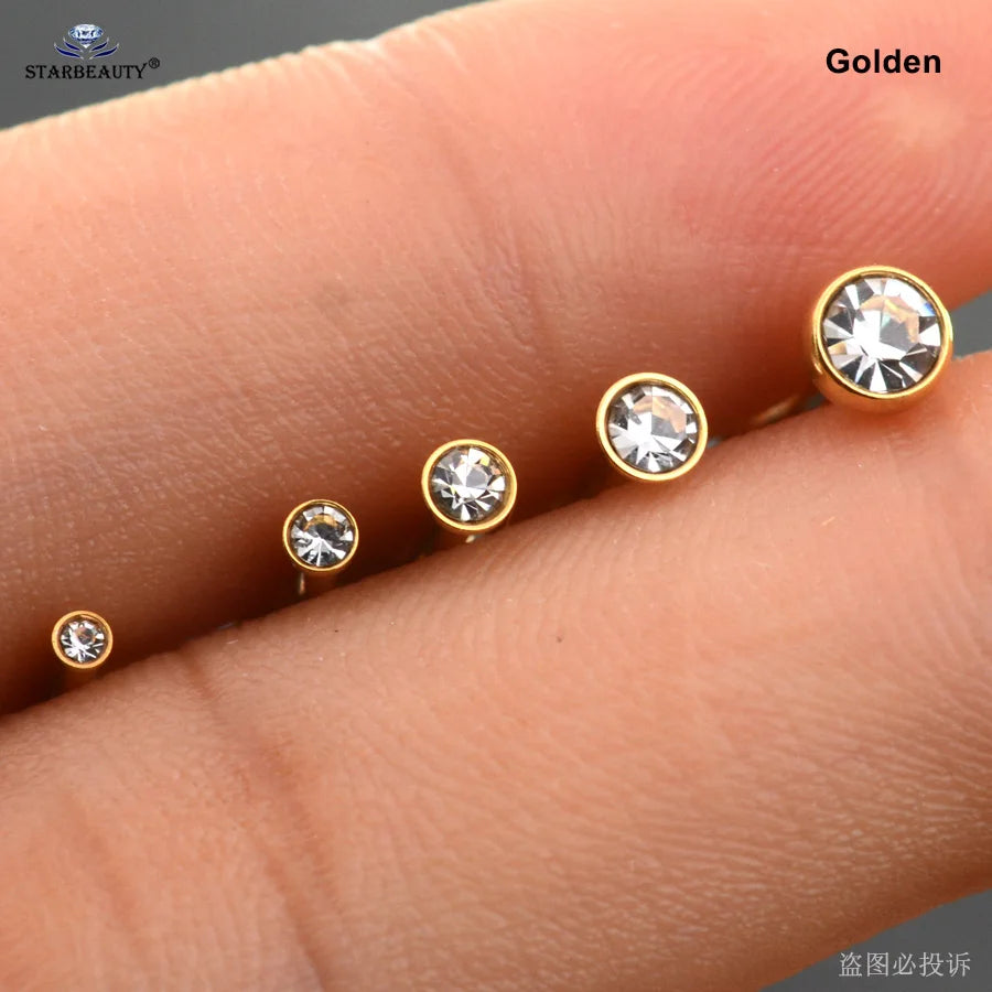 2Pcs 16G 1.5/2/2.5/3/4Mm Gem Nose Piercing Labret Lip Ring Helix Piercing Oreja Tragus Piercing Ear Stud Earrings Body Jewelry