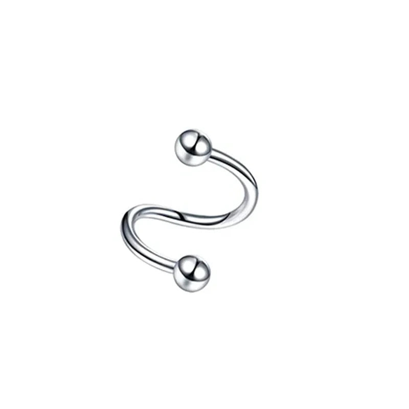 2Pcs 16G Spiral Twisted Ear Helix Cartilage Steel Earrings 16G Labret Piercing Rings Nose Pircing Body Jewelry