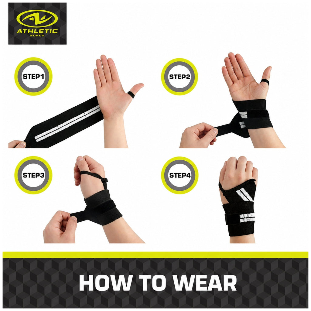 Fitness Weight Lifting Wrist Wraps with Thumb Loops, Pair