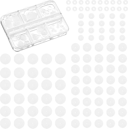 120 Pcs Silicone Earring Backs Stoppers for Piercings, 3/5/7/9 Mm Clear Silicone Earrings Backs Disc for Earrings Ear Piercing Discs Earlobe Support Patches for Piercing Bump