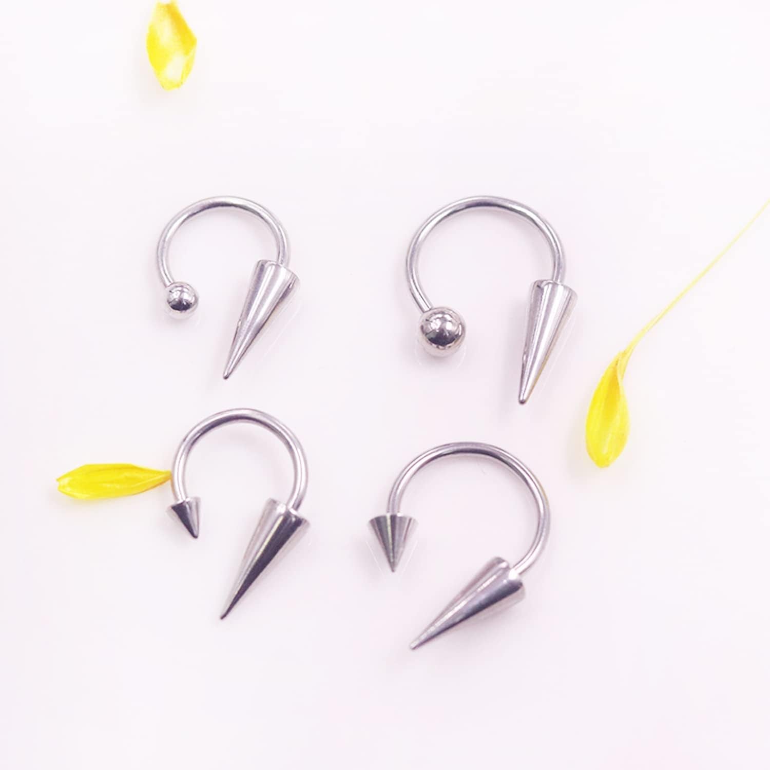 16G Spike Septum Rings Horseshoe Nose Rings 316L Stainless Steel Daith Helix Tragus Cartilage Earrings Hoop Rook Lobe Lip Piercing for Women Men