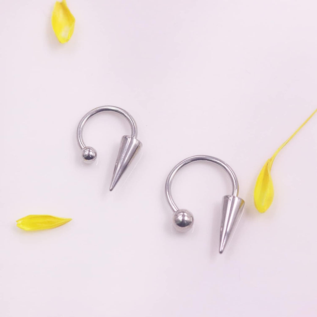 16G Spike Septum Rings Horseshoe Nose Rings 316L Stainless Steel Daith Helix Tragus Cartilage Earrings Hoop Rook Lobe Lip Piercing for Women Men