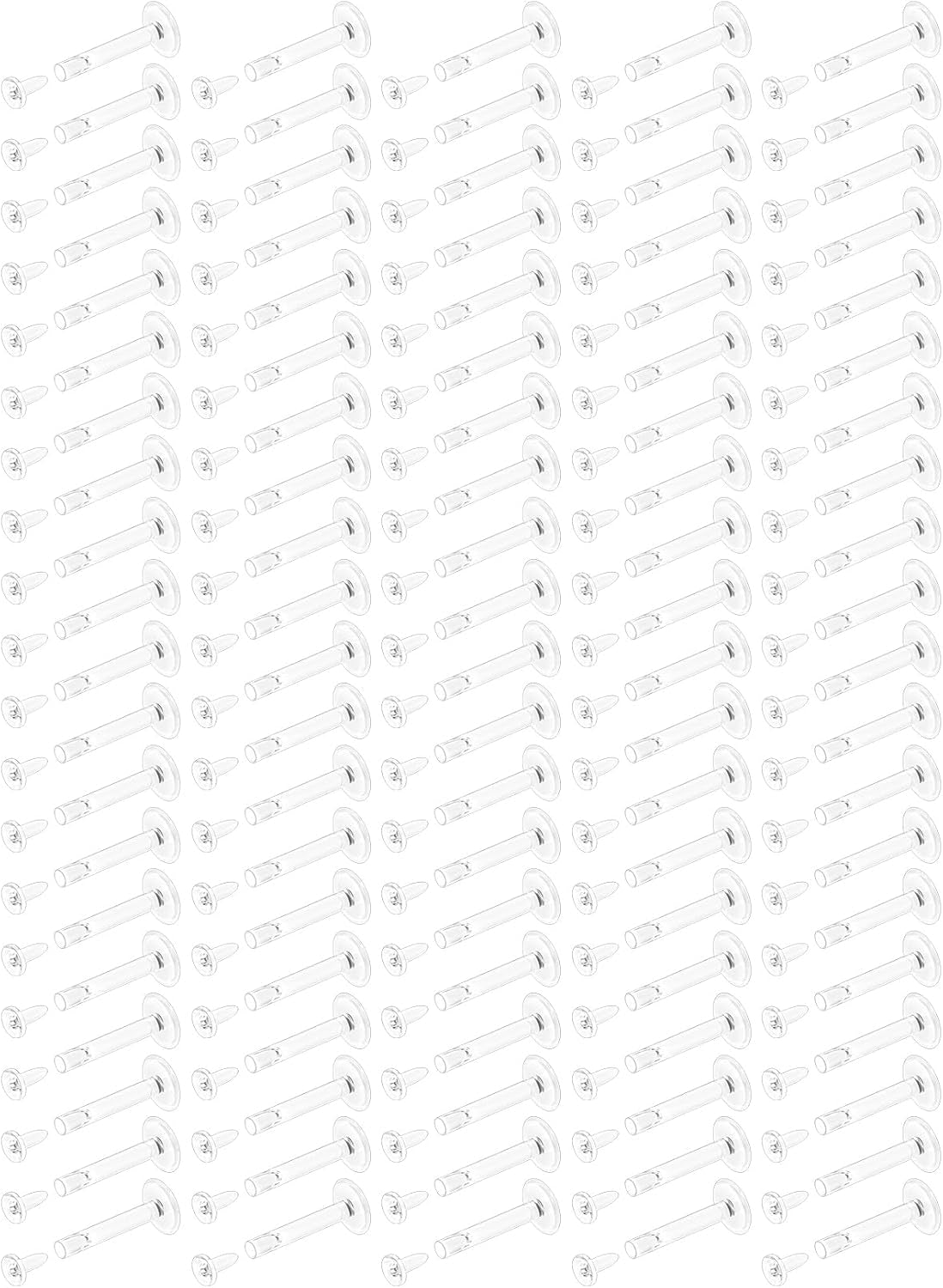 100PCS 16G Clear Earrings for Sports, Work, Surgery - Bioflex Labret Lip Piercing Retainers 10Pc Set - Plastic Clear Piercings Nose Stud for Lip Medusa Monroe 6Mm 8Mm 10Mm