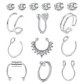 Mixed Shape Septum Hoops Studs Nose Ring, Stainless Steel, 15 Count