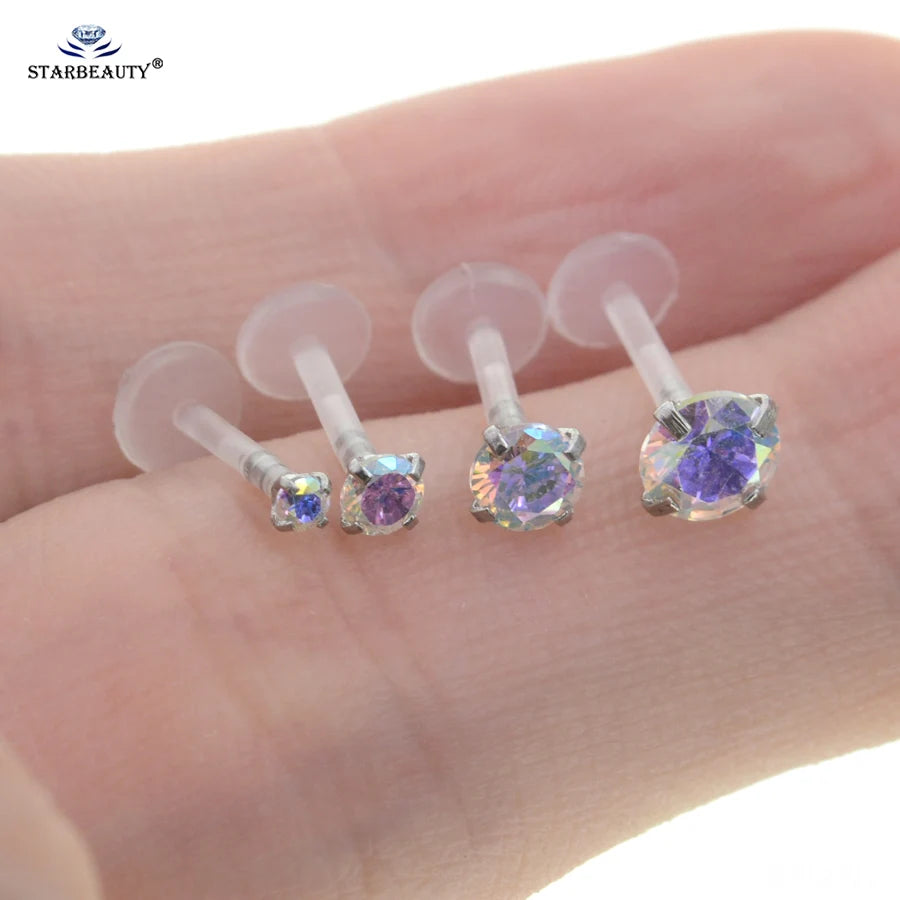 1Pc 16G 2/3/4/5Mm Clear Bar Nose Ring Stud Helix Tragus Piercing Oreja Labret Piercing Lip Ring Ear Piercing Earrings