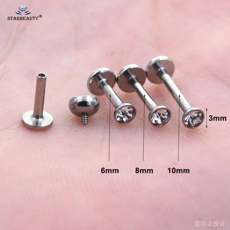 2Pcs 16G 1.5/2/2.5/3/4Mm Gem Nose Piercing Labret Lip Ring Helix Piercing Oreja Tragus Piercing Ear Stud Earrings Body Jewelry