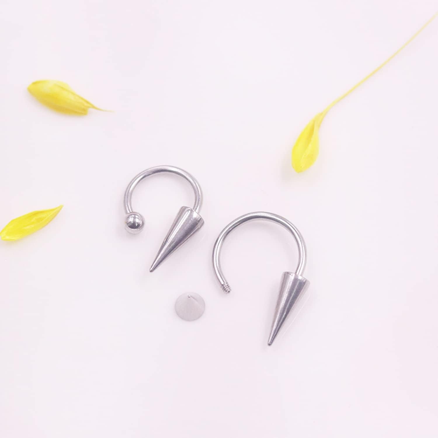 16G Spike Septum Rings Horseshoe Nose Rings 316L Stainless Steel Daith Helix Tragus Cartilage Earrings Hoop Rook Lobe Lip Piercing for Women Men