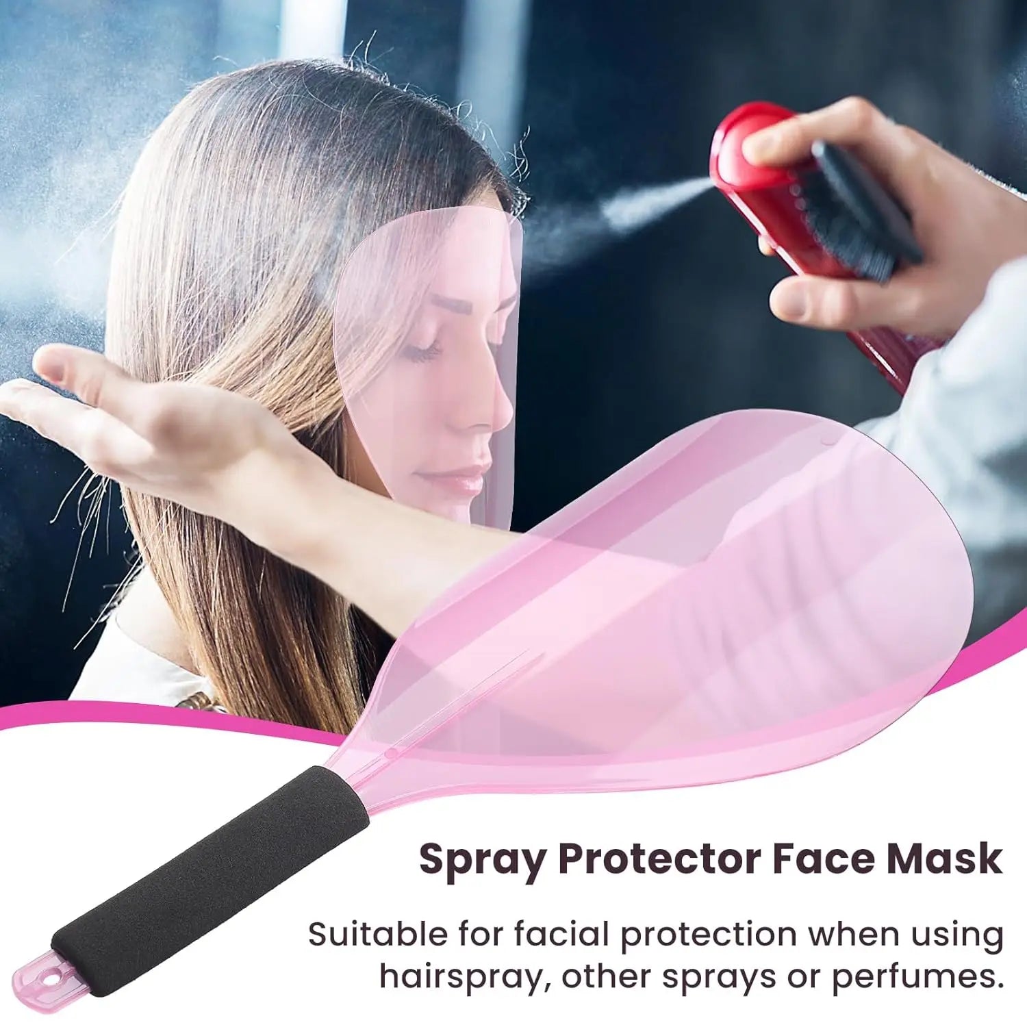 1/3Pcs Hair Salon Face Shield Plastic Haircut Face Protector Mask with Sponge Handle Reusable Face Mask Cover Makeup Protector