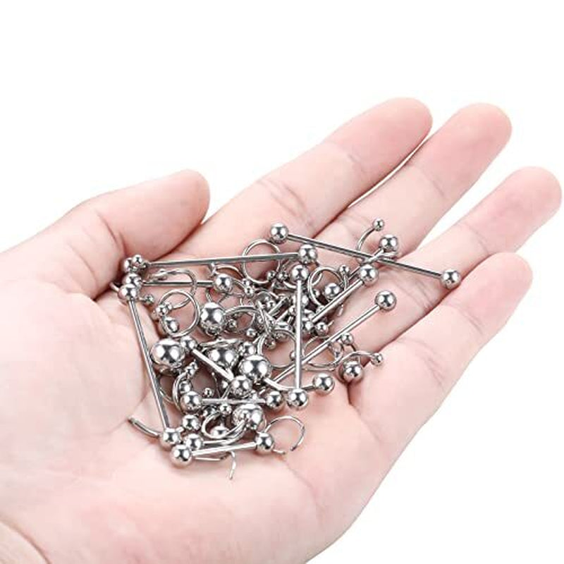 Oveta 150PCS Body Piercing Jewelry Lot 14G 16G 20G Stainless Assorted Styles