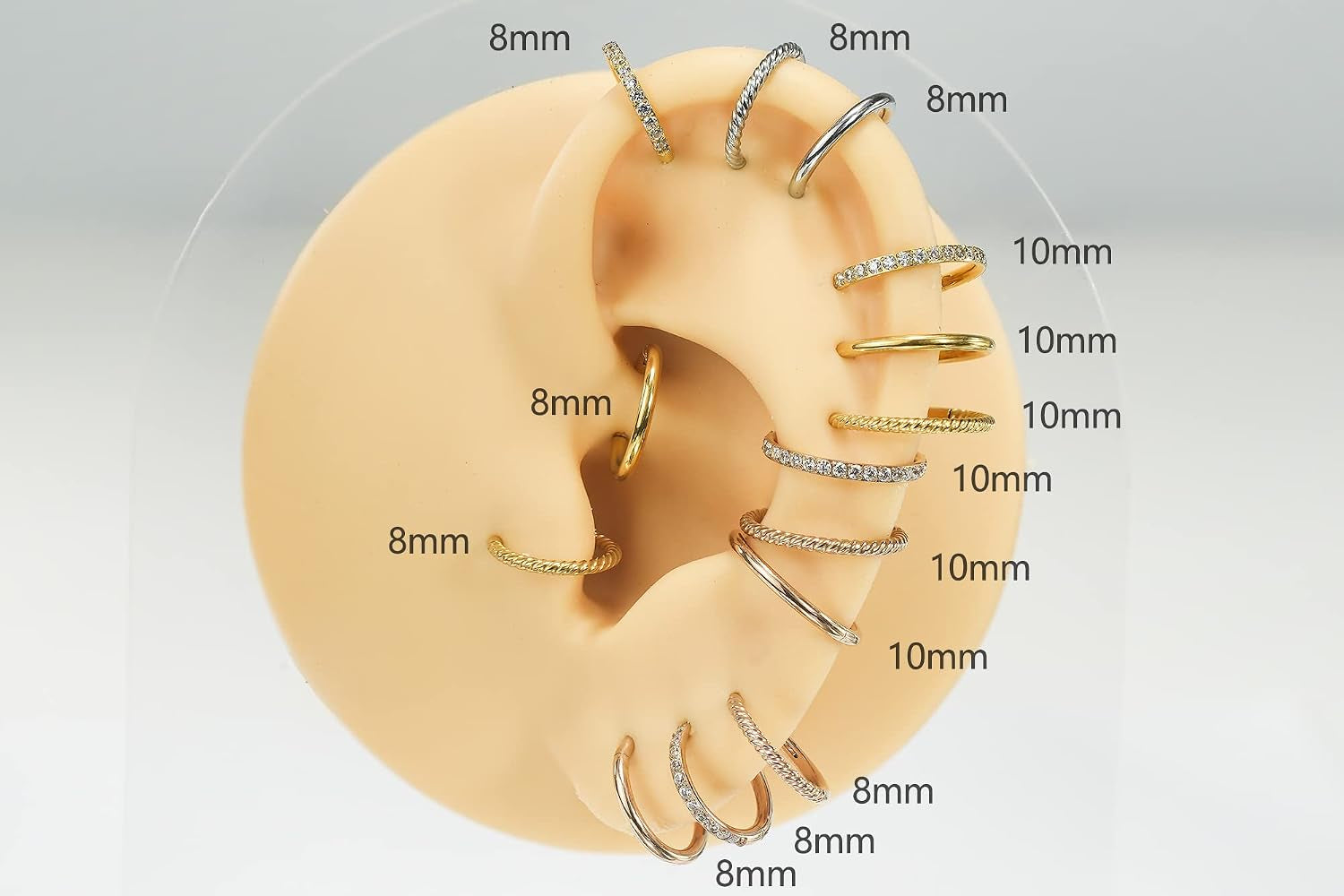 16G 18G 6Mm 8Mm 10Mm Hinged Clicker Segment CZ Twisted Clicker Nose Rings Hoop Helix Cartilage Daith Tragus Sleeper Earrings Body Piercing for Women Men
