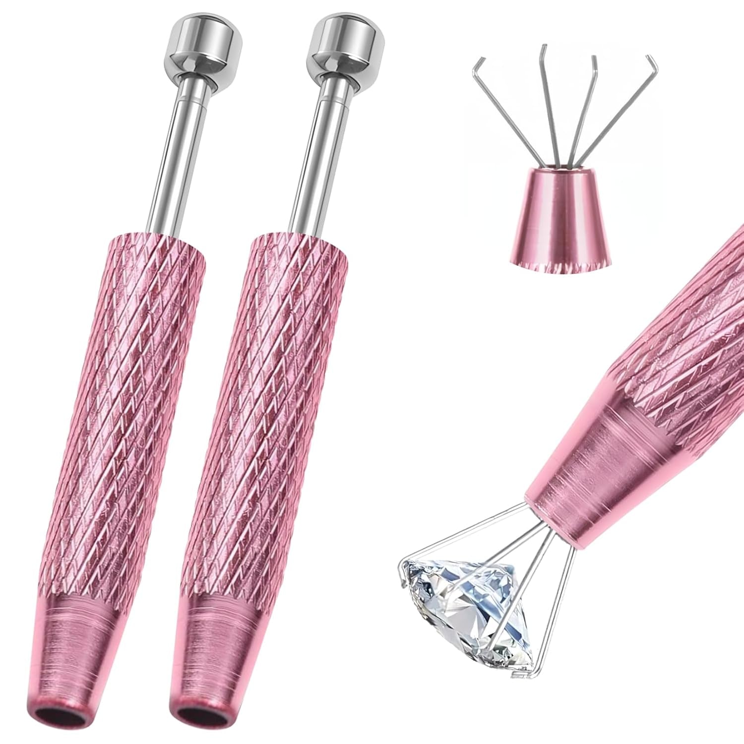 2 PCS Piercing Ball Grabber Tool, 4 - Claw Stainless Steel Jeweler Pick up Tools,Septum Ball Screw Tool for Piercing Changing/Removal/Holder,Earring Pearl Grabber for Jewelry/Electronic Components