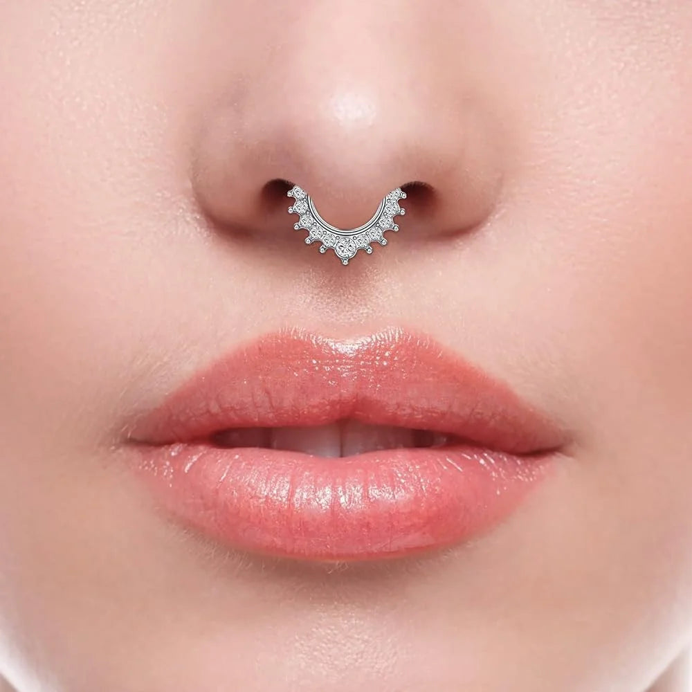 Mixed Shape Septum Hoops Studs Nose Ring, Stainless Steel, 15 Count
