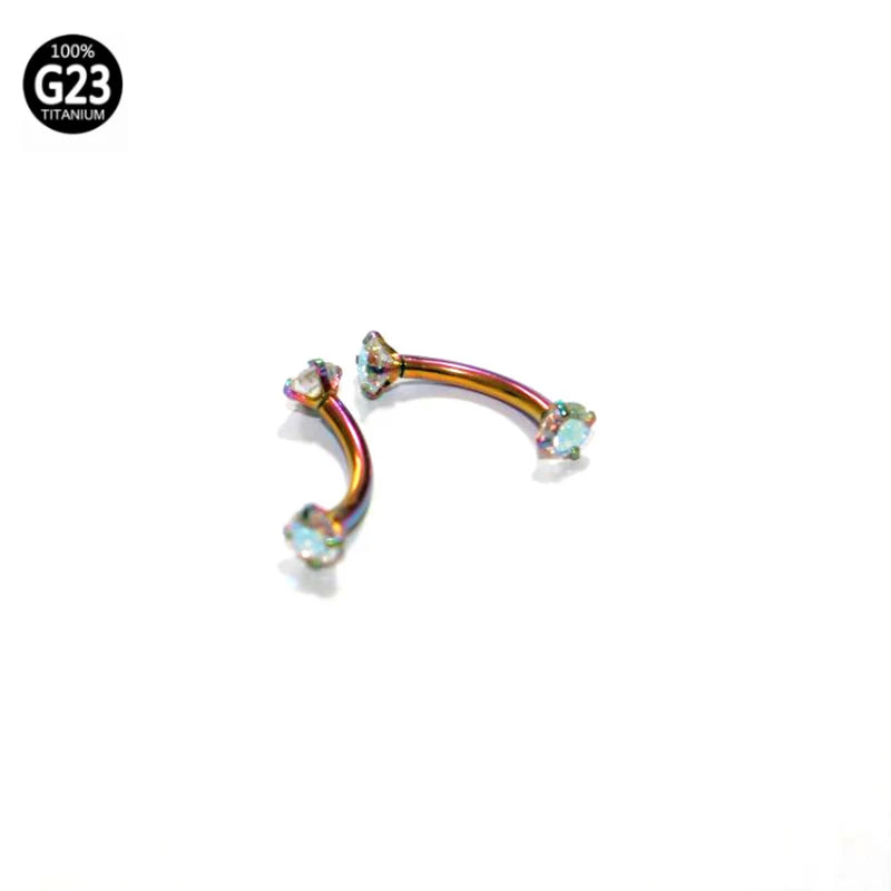 1Pc 16G 6-10Mm Titanium Daith Cartilage Earrings Tragus Helix Body Piercing Jewelry Rook Curved Barbell Eyebrow Rings Belly Ring