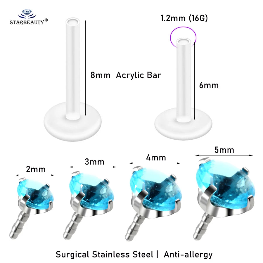 1Pc 16G 2/3/4/5Mm Clear Bar Nose Ring Stud Helix Tragus Piercing Oreja Labret Piercing Lip Ring Ear Piercing Earrings