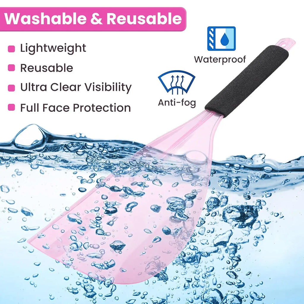1/3Pcs Hair Salon Face Shield Plastic Haircut Face Protector Mask with Sponge Handle Reusable Face Mask Cover Makeup Protector