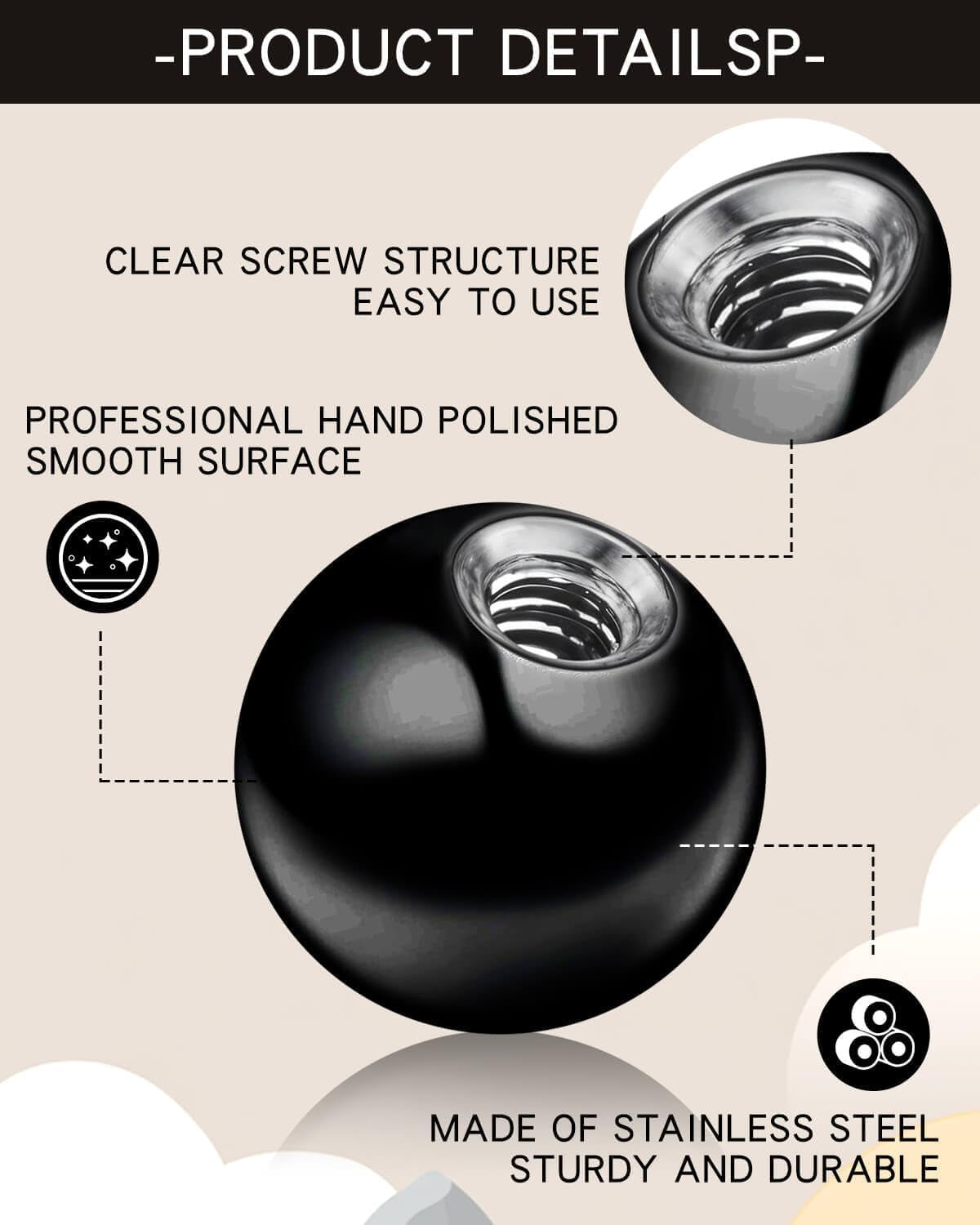 24Pcs 16G Replacement Piercing Balls Externally Threaded Surgical Steel Ball for Piercing Jewelry Industrial Barbell Tongue Nipple Navel Belly Piercing Jewelry Parts for Women Men(3Mm 4Mm)
