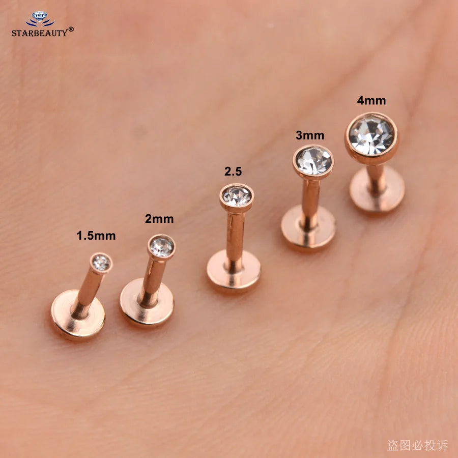 2Pcs 16G 1.5/2/2.5/3/4Mm Gem Nose Piercing Labret Lip Ring Helix Piercing Oreja Tragus Piercing Ear Stud Earrings Body Jewelry