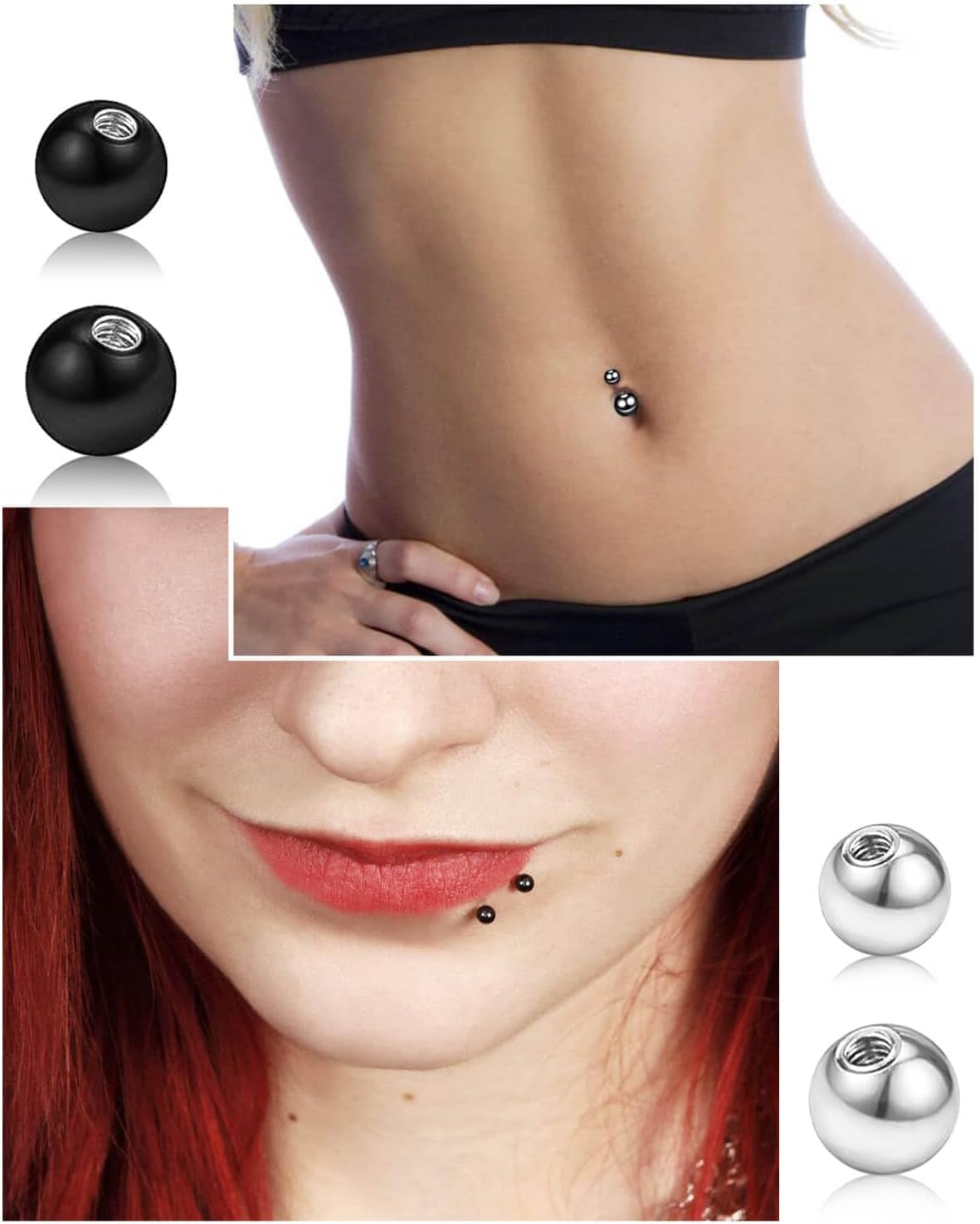 24Pcs 16G Replacement Piercing Balls Externally Threaded Surgical Steel Ball for Piercing Jewelry Industrial Barbell Tongue Nipple Navel Belly Piercing Jewelry Parts for Women Men(3Mm 4Mm)