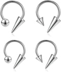 16G Spike Septum Rings Horseshoe Nose Rings 316L Stainless Steel Daith Helix Tragus Cartilage Earrings Hoop Rook Lobe Lip Piercing for Women Men