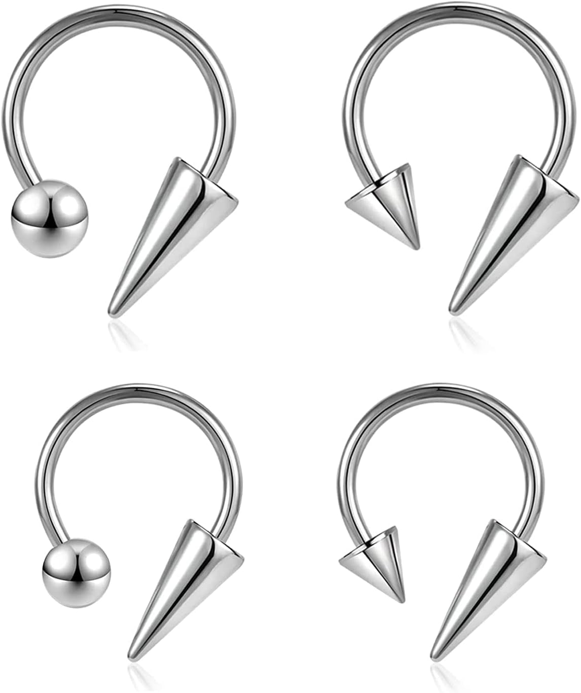 16G Spike Septum Rings Horseshoe Nose Rings 316L Stainless Steel Daith Helix Tragus Cartilage Earrings Hoop Rook Lobe Lip Piercing for Women Men