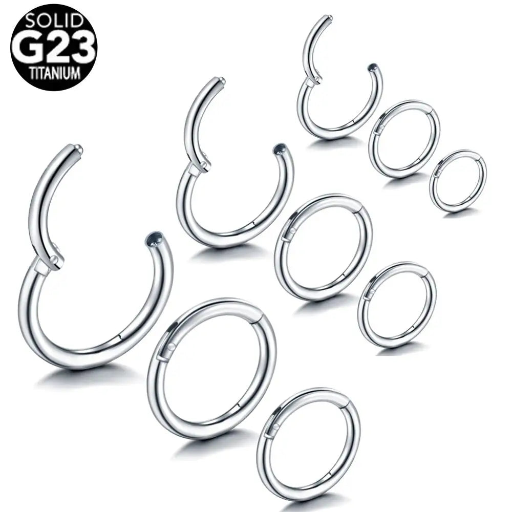 1PC Titanium Nose Hoop Septum Piercing Clicker 18G Hinged Segment Rings Lip Helix Daith Conch Cartilage Earrings Sexy Jewelry