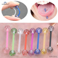 8Pcs/Lot Soft Acrylic Barbell Sexy Tongue Piercing Tongue Rings Flashing Powder Plastic Nipple Ring Ear Body Jewelry