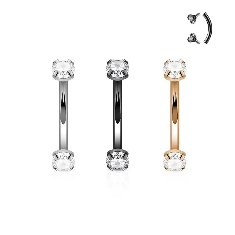 1Pc 16G 6-10Mm Titanium Daith Cartilage Earrings Tragus Helix Body Piercing Jewelry Rook Curved Barbell Eyebrow Rings Belly Ring