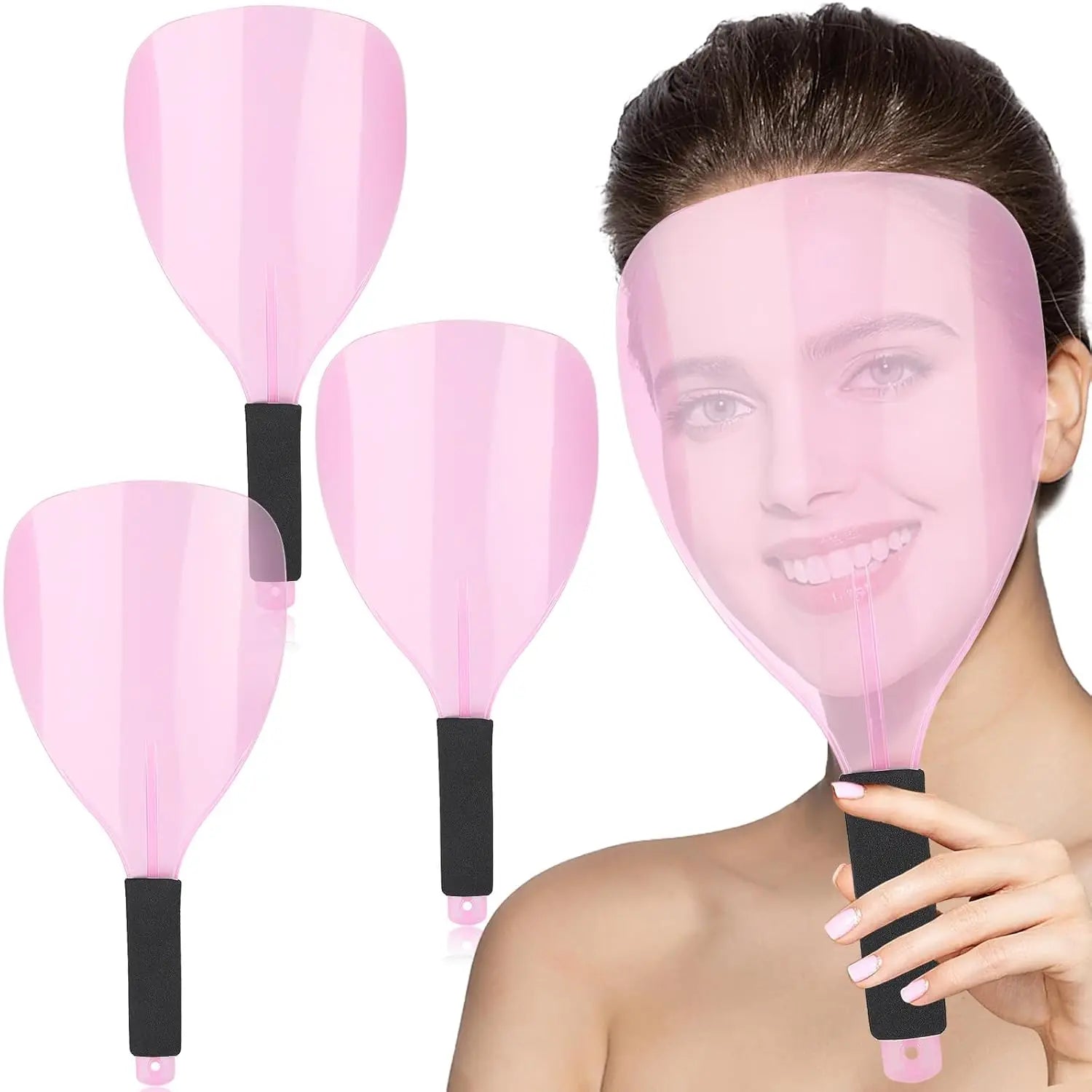 1/3Pcs Hair Salon Face Shield Plastic Haircut Face Protector Mask with Sponge Handle Reusable Face Mask Cover Makeup Protector