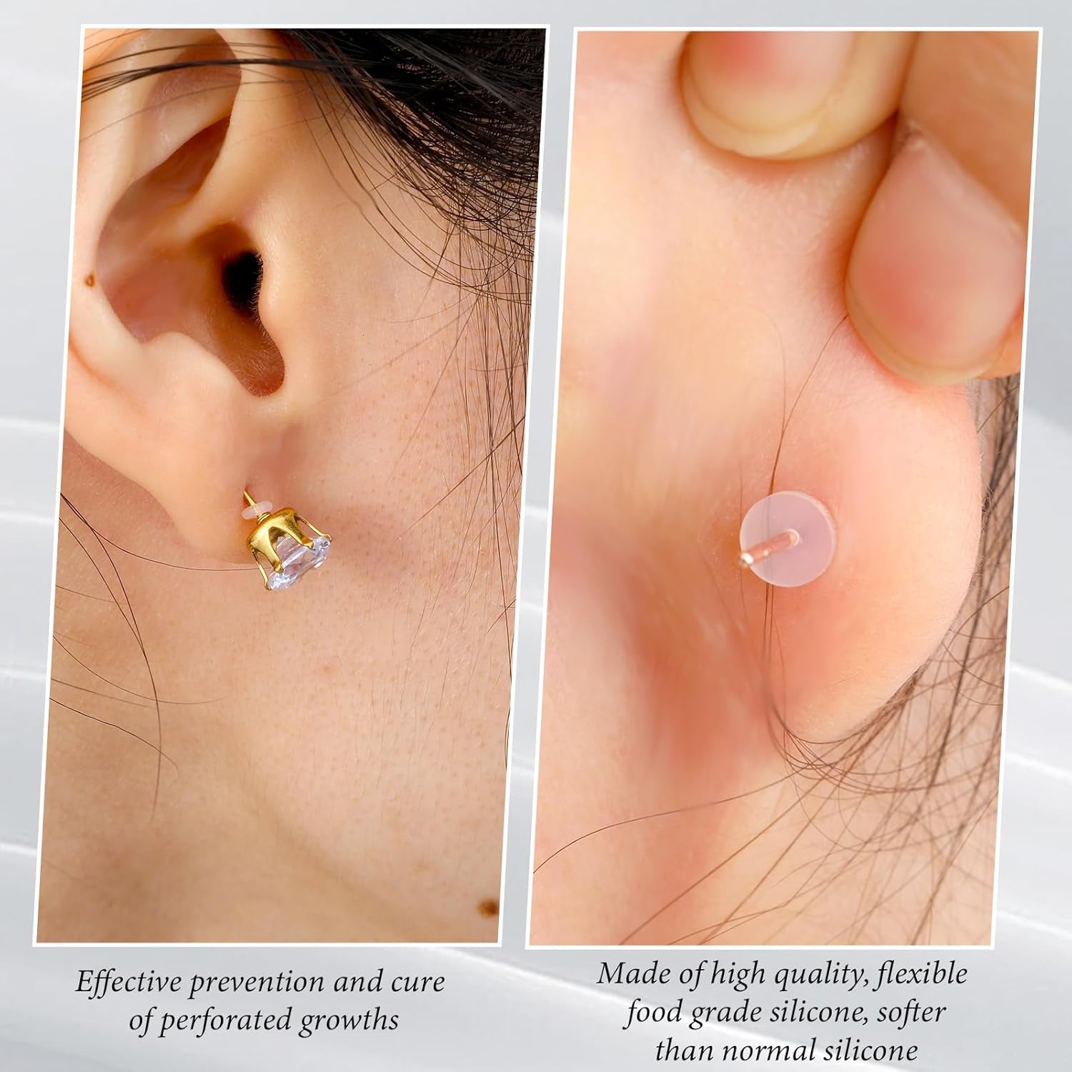 120 Pcs Silicone Earring Backs Stoppers for Piercings, 3/5/7/9 Mm Clear Silicone Earrings Backs Disc for Earrings Ear Piercing Discs Earlobe Support Patches for Piercing Bump
