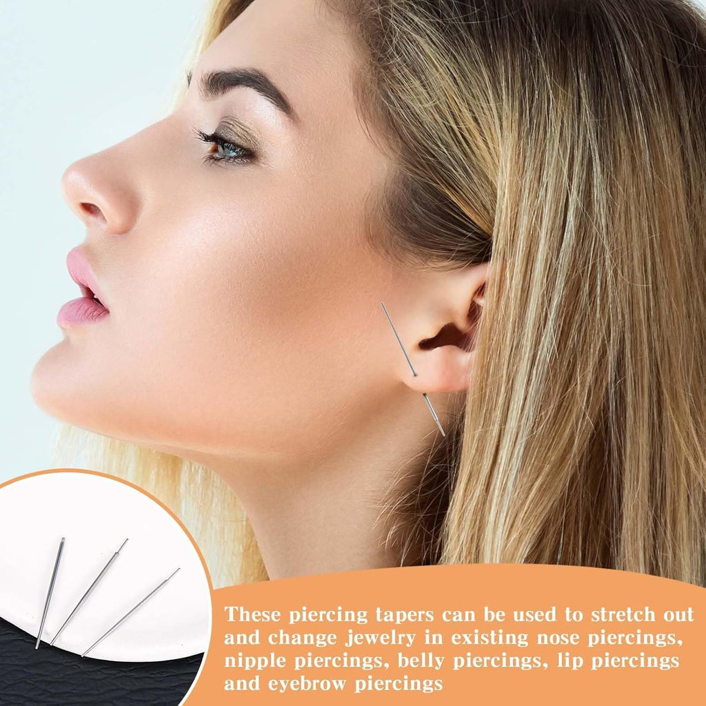 Piercing Taper Mixed 4Pcs Piercing Changing Tools 16G 18G Piercing Taper Insertion Tool G23 Titanium Threadless Piercing Taper for Lip Tongue Belly Ear Nose Piercing Kit
