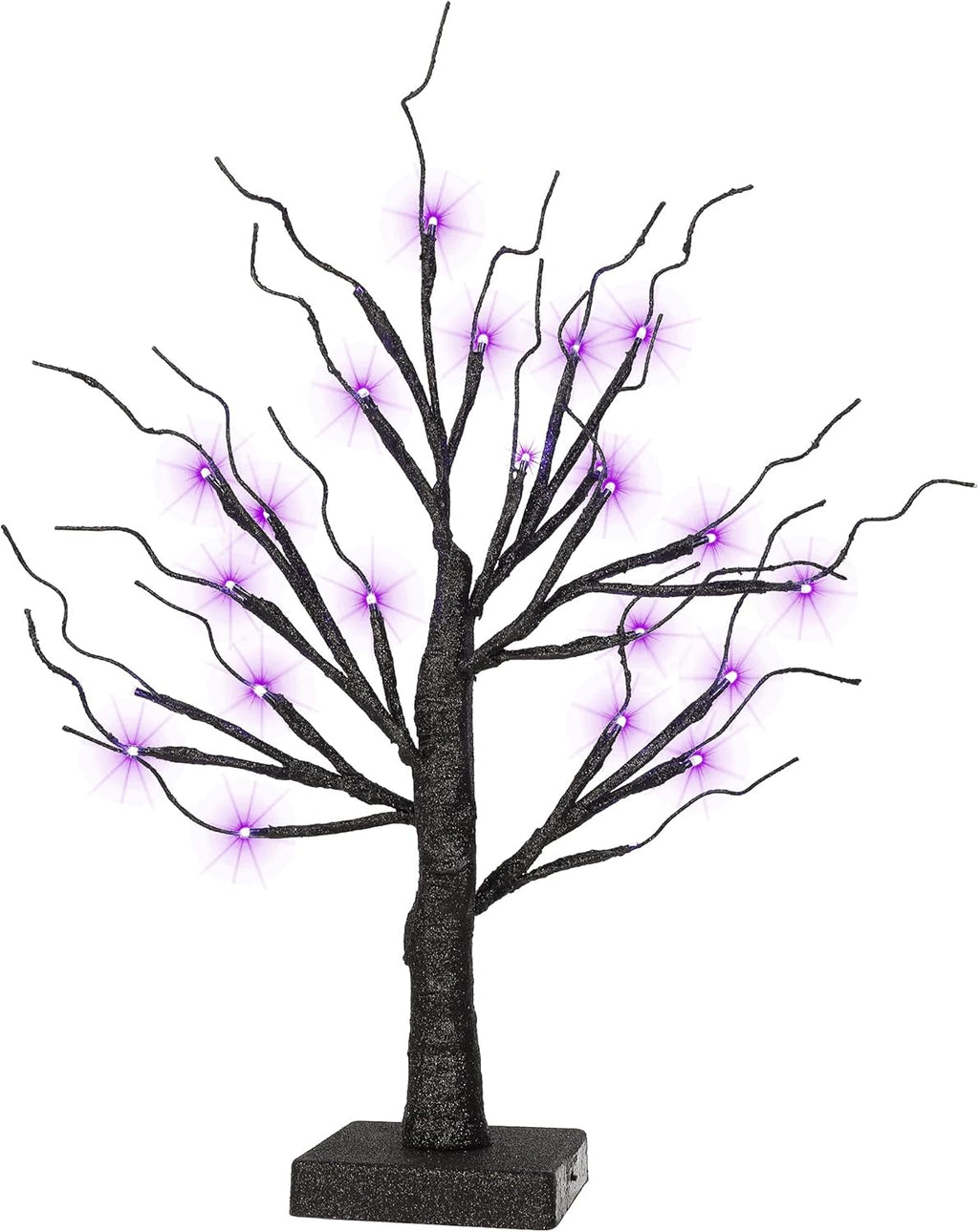 24 LED Lighted Halloween Tree, Battery Operated Birch Tree with 24 DIY Bat, Indoor Home Table Desktop Best Halloween Decorations Gift Package