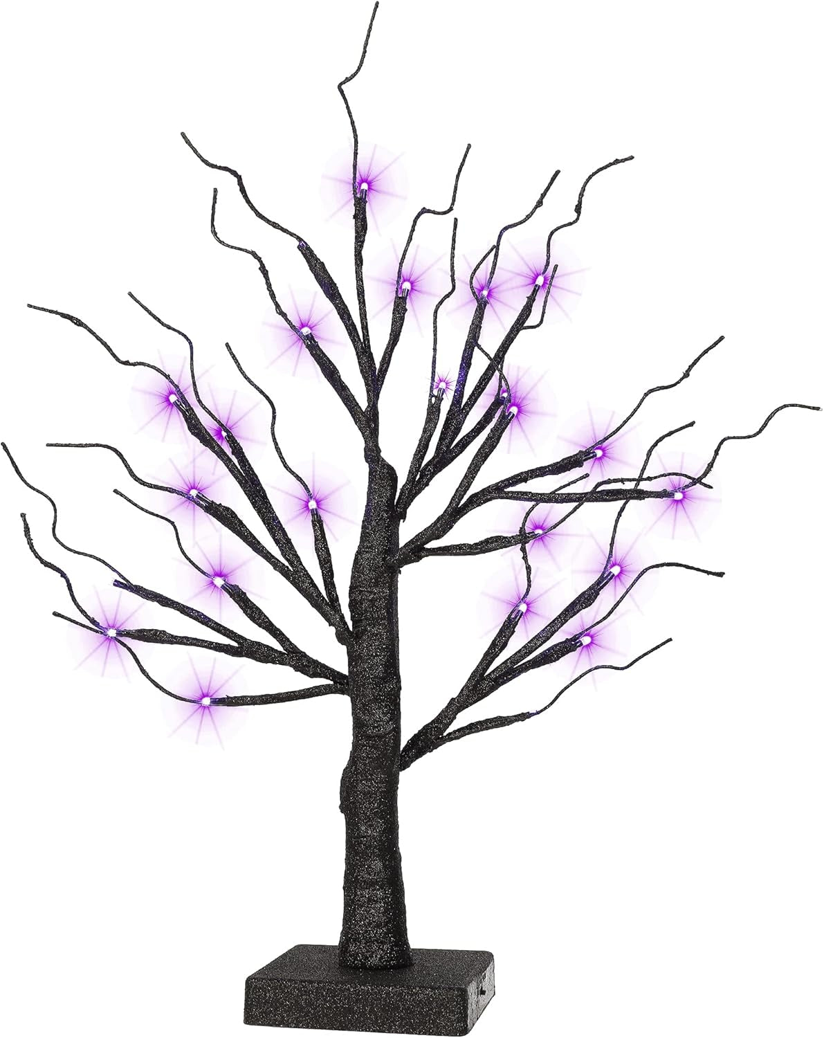 24 LED Lighted Halloween Tree, Battery Operated Birch Tree with 24 DIY Bat, Indoor Home Table Desktop Best Halloween Decorations Gift Package
