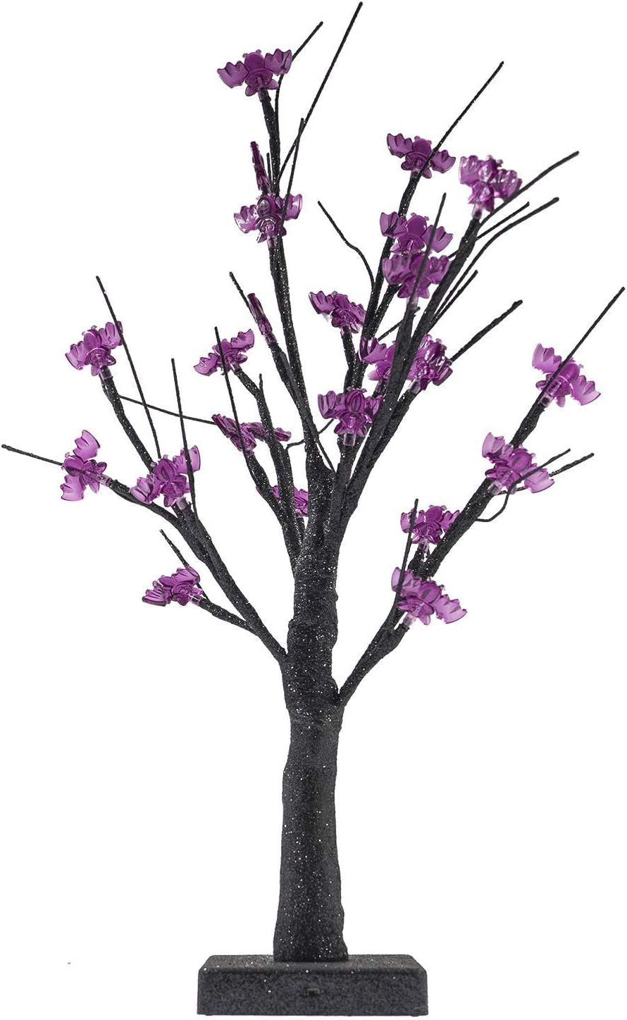 24 LED Lighted Halloween Tree, Battery Operated Birch Tree with 24 DIY Bat, Indoor Home Table Desktop Best Halloween Decorations Gift Package