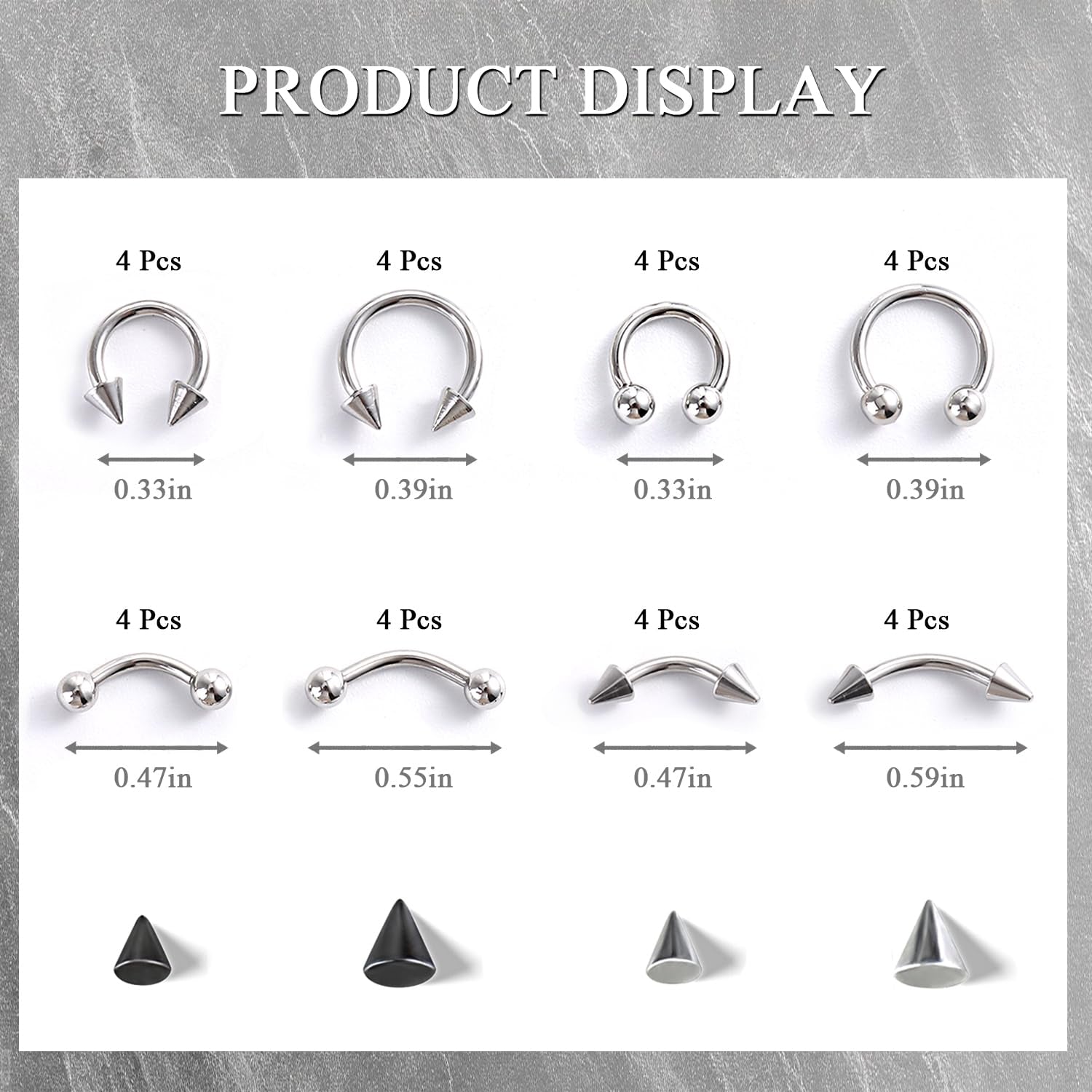Piercing Nail Charms Set, 3D Silver Alloy Goth Punk Nail Art Decorations, Triangle Spike Rivets & Metal Rings, Y2K Pierced Nail Charms for DIY Manicure & Salon Accessories