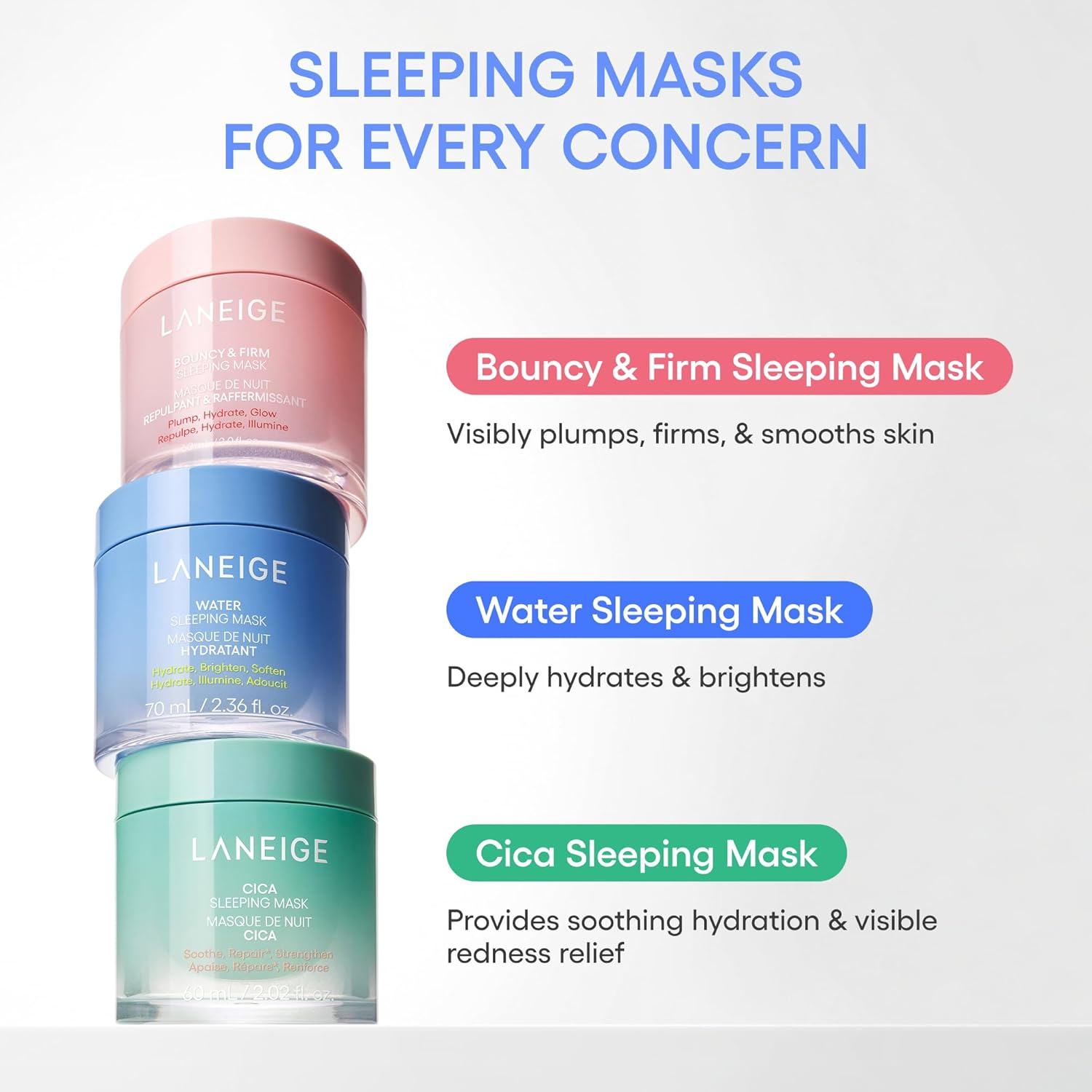 LANEIGE Cica Sleeping Mask: Korean Sensitive Skin Overnight Hydrating Balm Cream Face Mask with Centella Asiatica for Soothing Nourishment & Barrier Repair| Korean Skin Care
