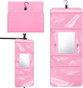 Hanging Toiletry Bag with Mirror for Women Hanging Mirror for Dance Bags Travel Large Foldable Dance Bag Organizer Storage Waterproof Cosmetic Case Accessories for Bathroom