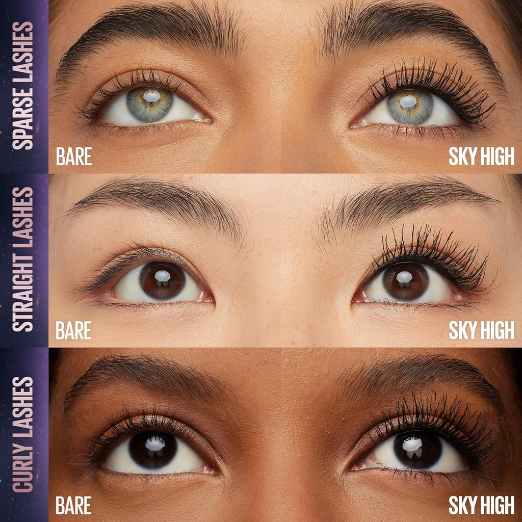 Maybelline Lash Sensational Sky High Washable Mascara, Volumizing, Lengthening, Defining, Curling, Multiplying, Buildable Mascara Make up Formula, Green Altitude, 1 Count