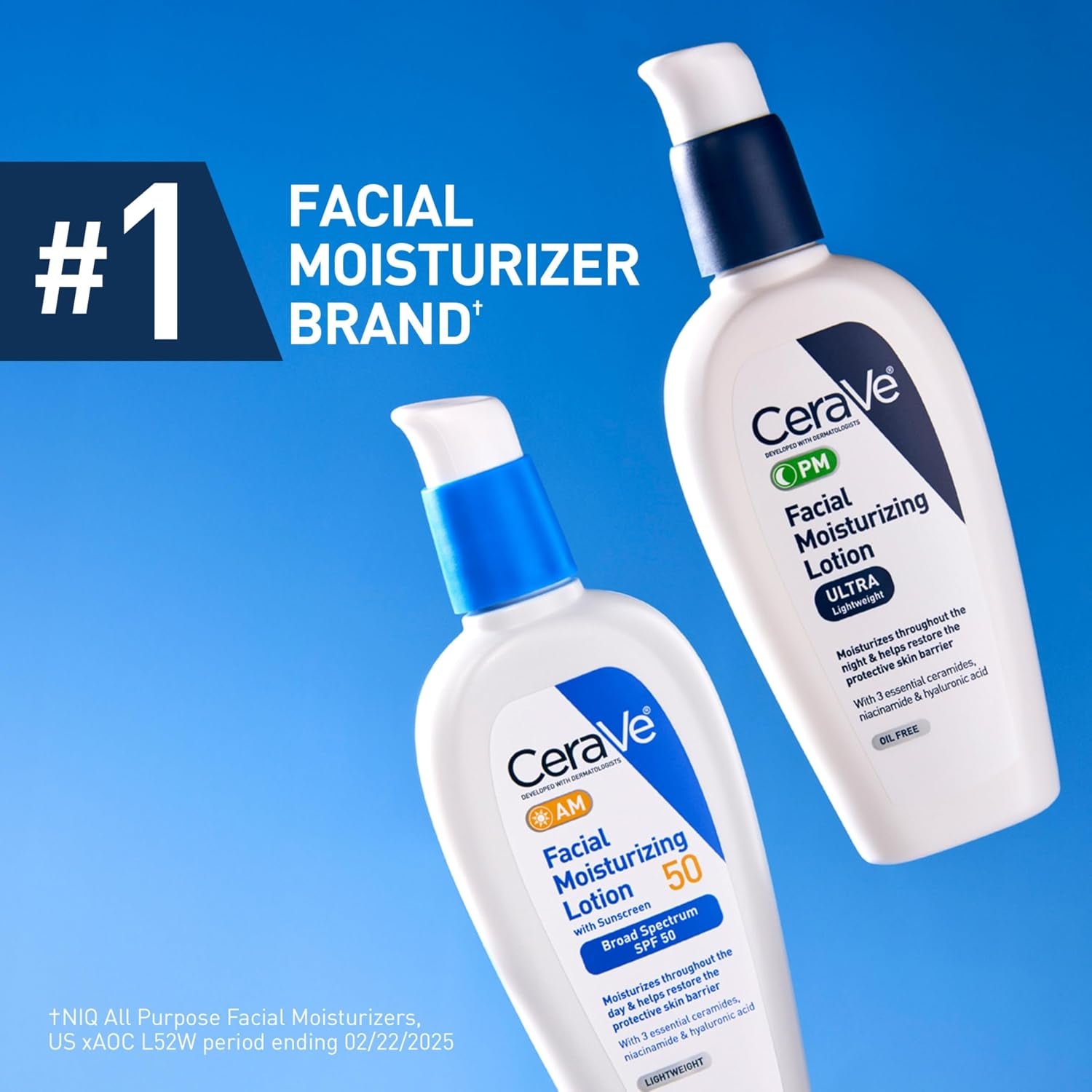 PM Facial Moisturizing Lotion, 3 Ounce + AM Facial Moisturizing Lotion SPF 50, 3 Oz