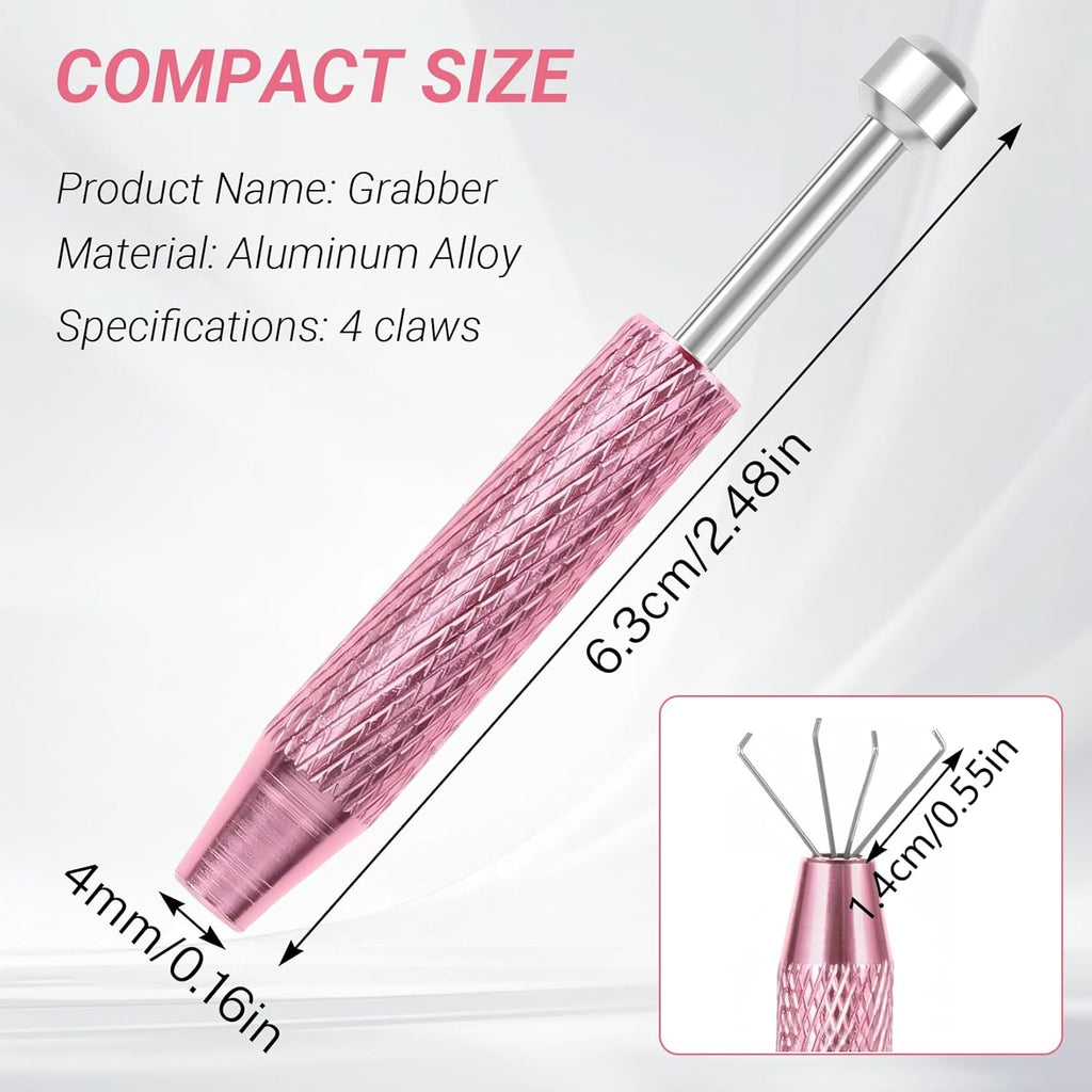 2 PCS Piercing Ball Grabber Tool, 4 - Claw Stainless Steel Jeweler Pick up Tools,Septum Ball Screw Tool for Piercing Changing/Removal/Holder,Earring Pearl Grabber for Jewelry/Electronic Components
