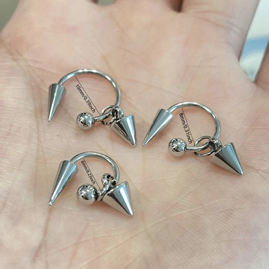 2/3Pcs 16G Simple Stainless Steel Piercing Lip Ring,Fashion Lip Studs Gothic Piercing Lip Nose Ring Labret Body Piercing Jewelry