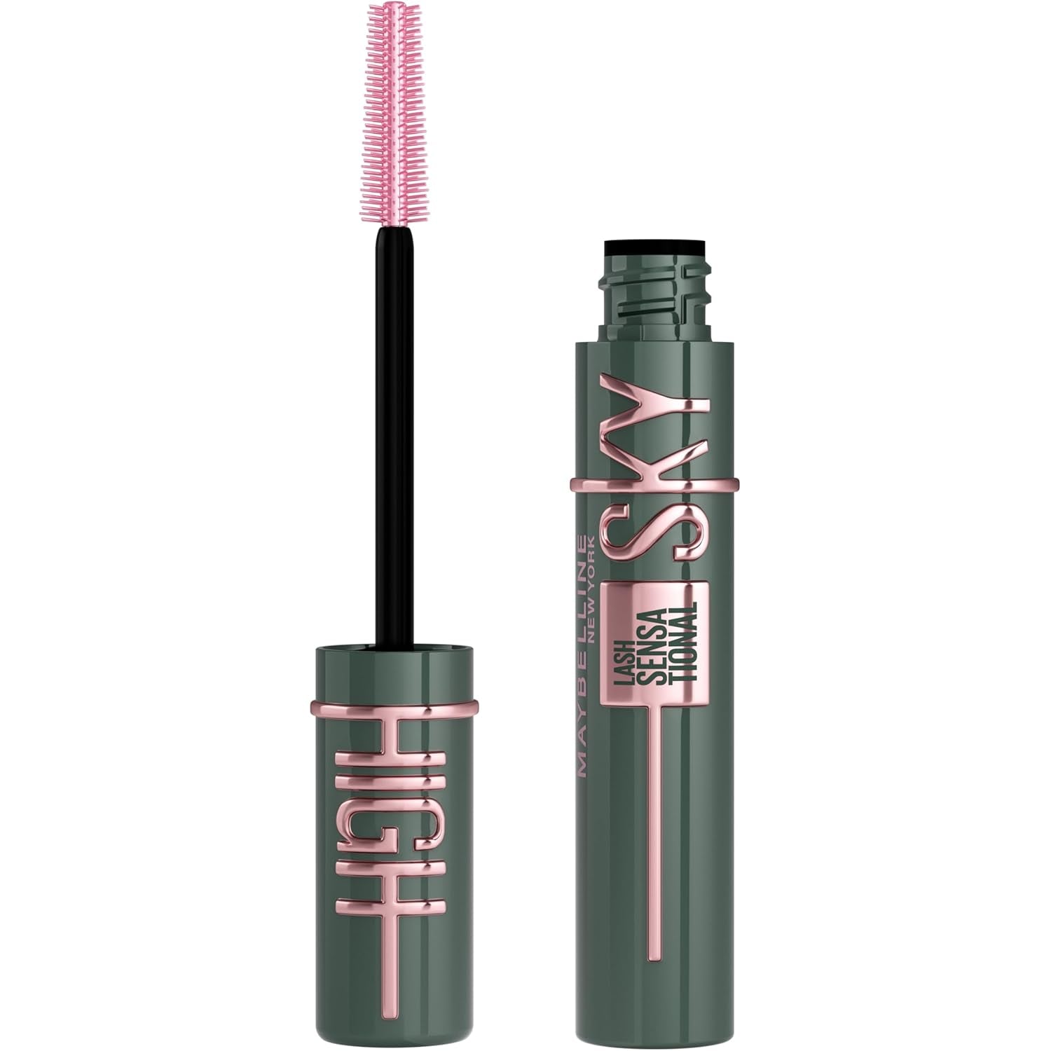 Maybelline Lash Sensational Sky High Washable Mascara, Volumizing, Lengthening, Defining, Curling, Multiplying, Buildable Mascara Make up Formula, Green Altitude, 1 Count