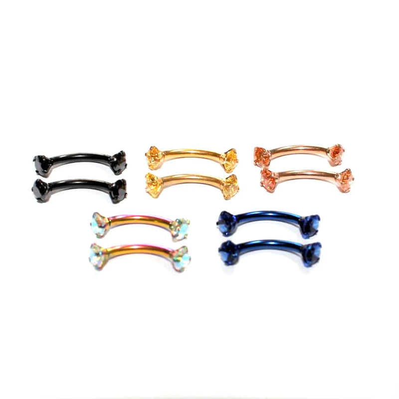 1Pc 16G 6-10Mm Titanium Daith Cartilage Earrings Tragus Helix Body Piercing Jewelry Rook Curved Barbell Eyebrow Rings Belly Ring