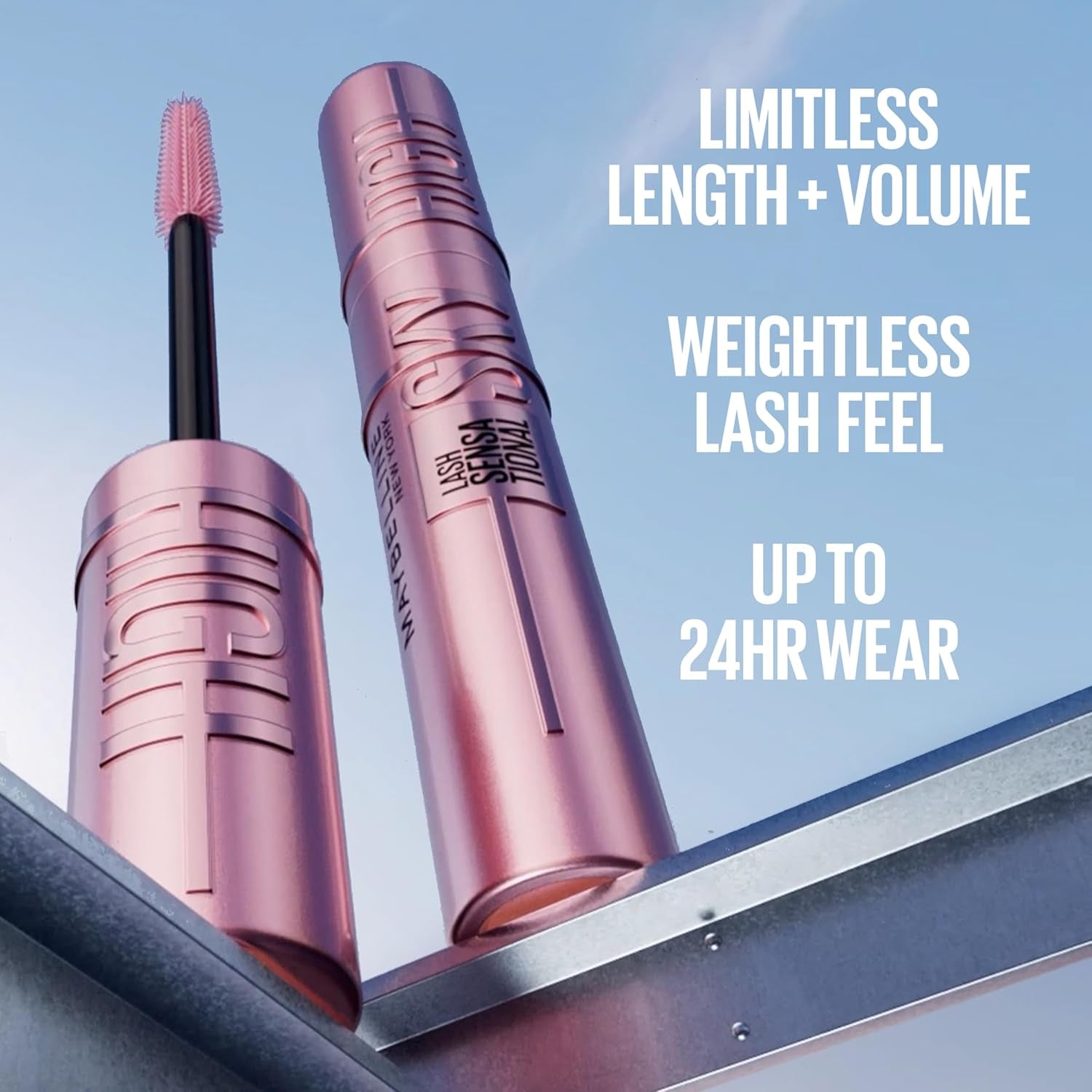 Maybelline Lash Sensational Sky High Glitter Mascara, Diamond Effect Eye Makeup for Lashes and Brows, Washable, Space Diamond, 1 Count