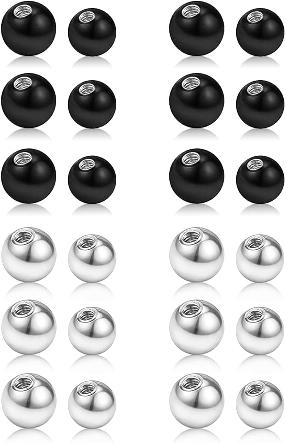 24Pcs 16G Replacement Piercing Balls Externally Threaded Surgical Steel Ball for Piercing Jewelry Industrial Barbell Tongue Nipple Navel Belly Piercing Jewelry Parts for Women Men(3Mm 4Mm)