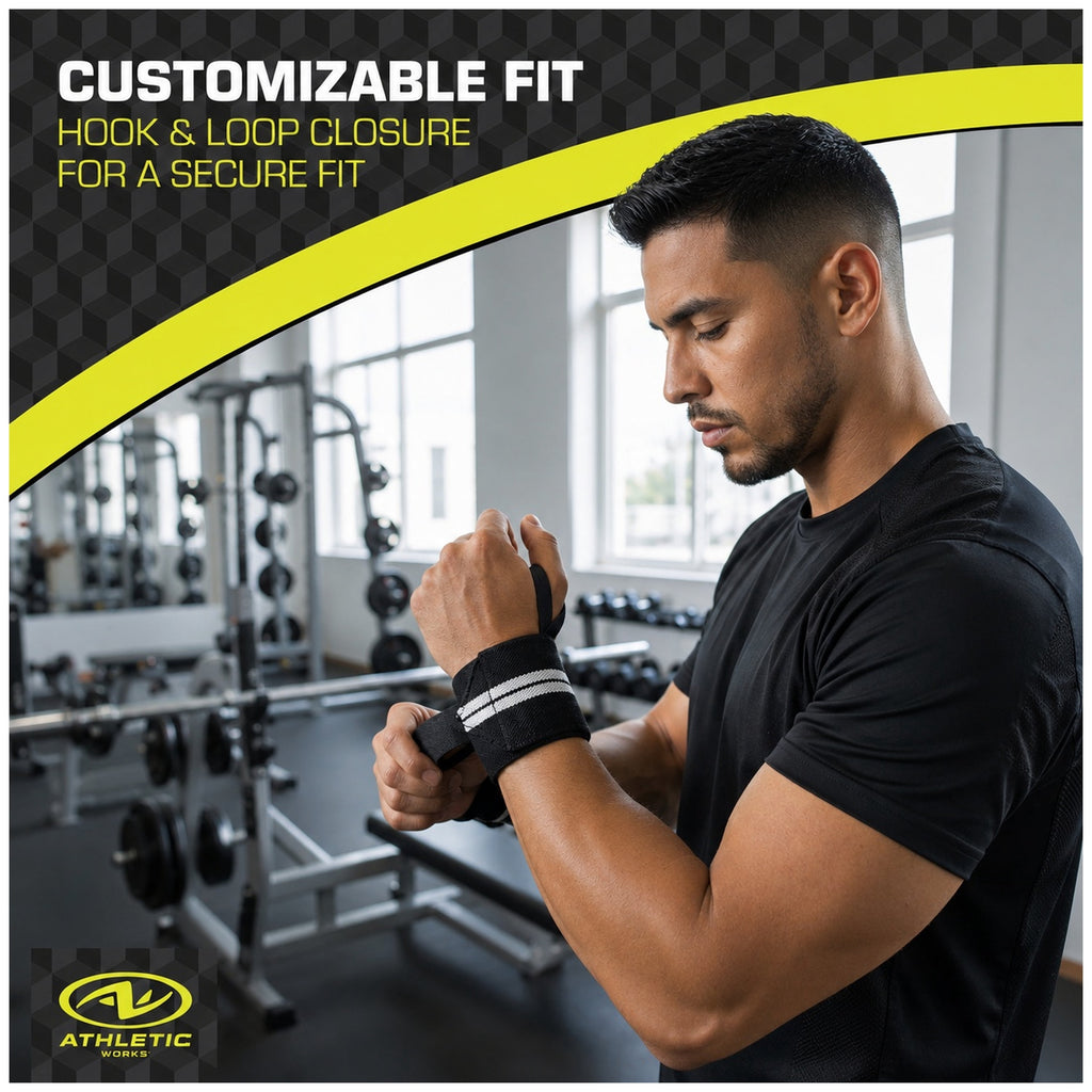 Fitness Weight Lifting Wrist Wraps with Thumb Loops, Pair