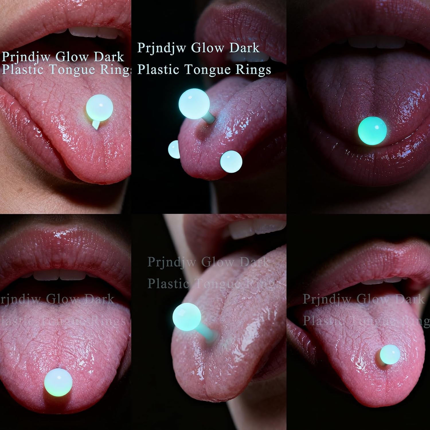48Pcs 14G 16Mm 14MM Glow in Dark Tongue Nipple Ring Plastic Flexible Acrylic Straight Barbell Body Piercing Jewelry for Women Men Tongue Nippie Piercings
