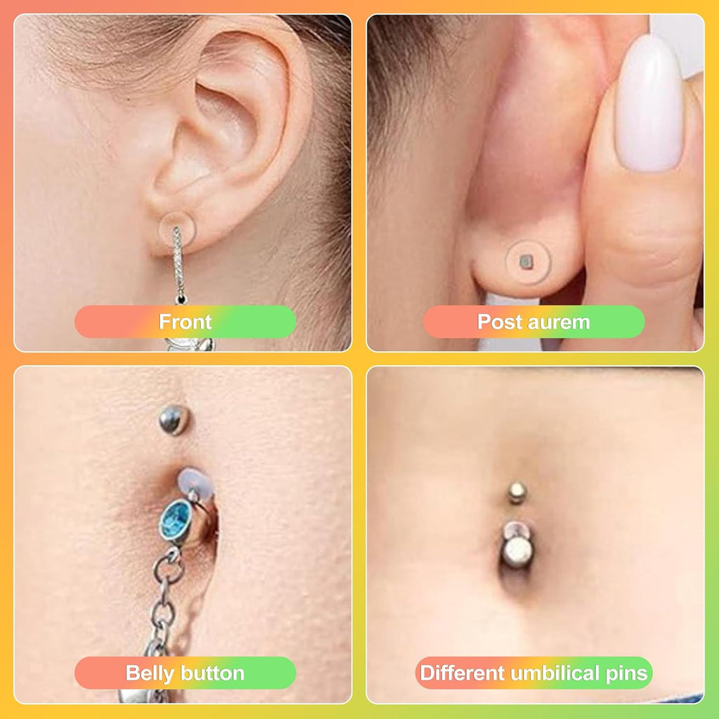 200Pcs Clear Piercing Disc for Piercing Bump, 3/5/7/9Mm Silicone Spacers for Piercings, No Pull Piercing Disk, Plastic Earring Spacers,Earlobe Support Pad