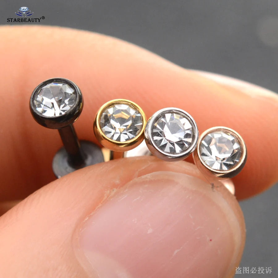 2Pcs 16G 1.5/2/2.5/3/4Mm Gem Nose Piercing Labret Lip Ring Helix Piercing Oreja Tragus Piercing Ear Stud Earrings Body Jewelry